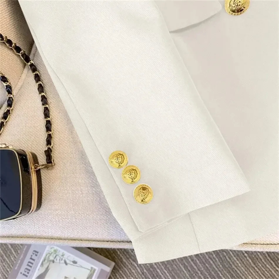 Spring Autumn Women Chic Office Lady Double Breasted Blazer .