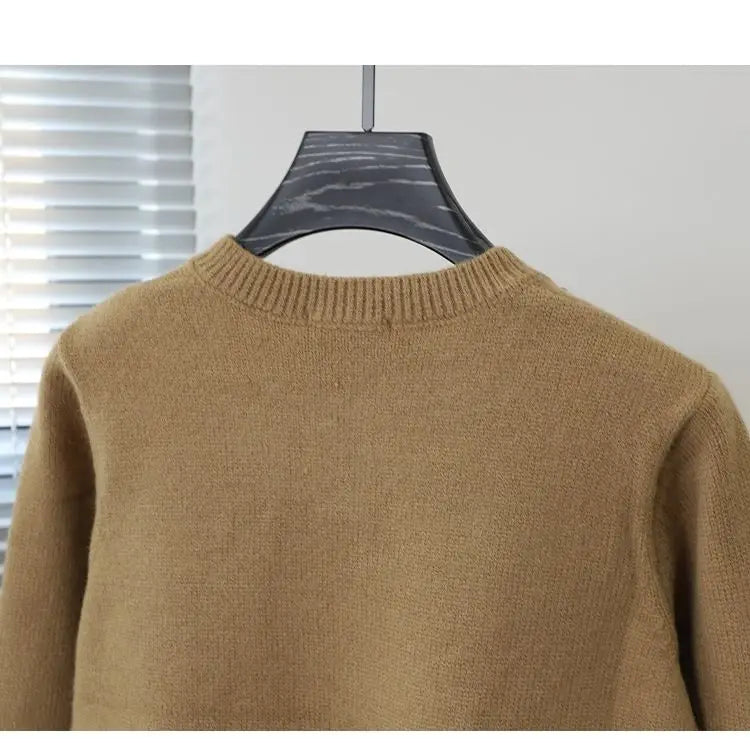 2023 Autumn and Winter Korean Edition Simple Solid Color Pullover Round Neck Soft and Versatile Popular Underlay Knitted Sweater