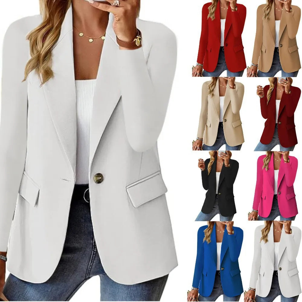 Women OL Blazer Spring Autumn Female One Button Long Sleeve.