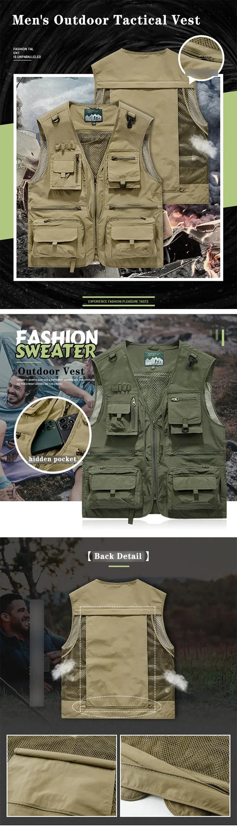 14 Pockets Summer New Men US Tactical Hiking Fishing Vest Mens.
