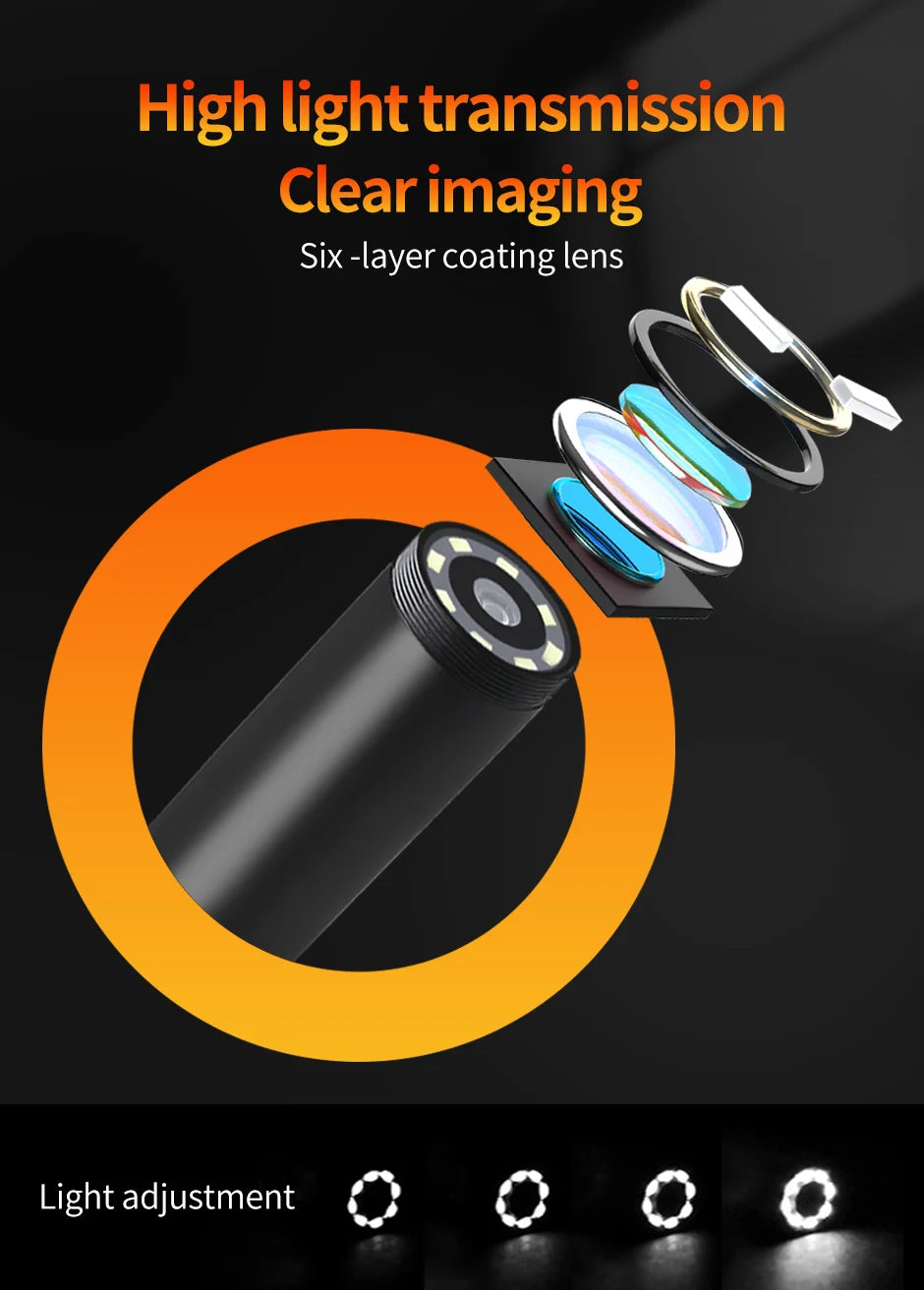 Dual & Triple Lens Industrial Endoscope 1080P 5 ''LCD Borescope Inspection.