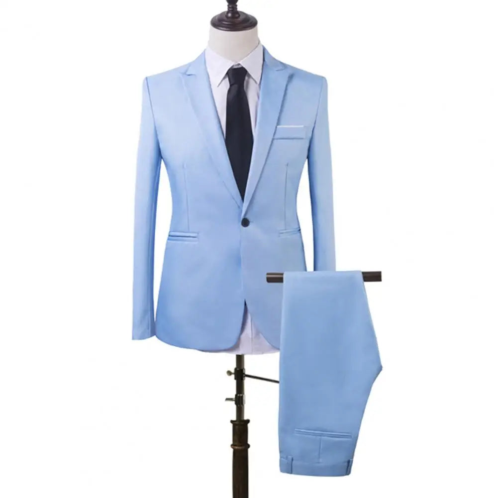 One Button Suit Soft Well-knit Handsome Slim Fit Business.