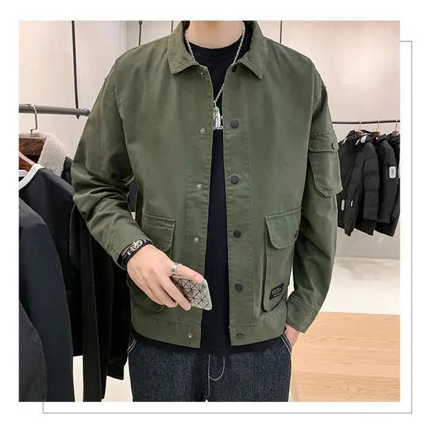 Men's Casual Jacket Spring Autumn Button Lapel Work Coat .