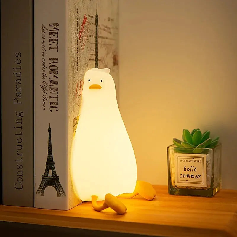 LED Cute Duck Nightlight USB Rechargeable Night Lamp Touch Sensor.