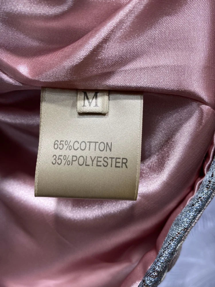 DLDENGHAN Beading Jacquard Coat For Women O-Neck Long Sleeves.