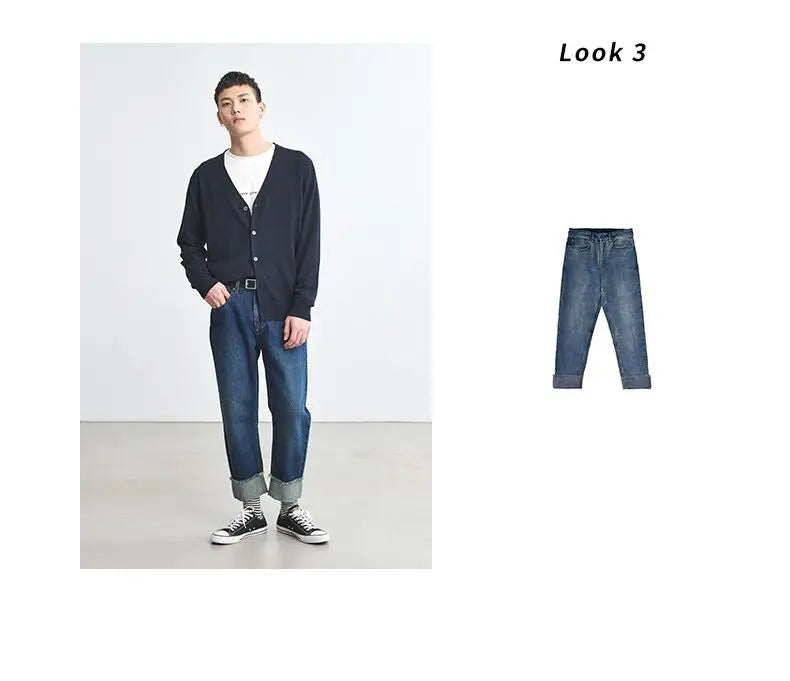 Men's Clothing Autumn Winter Long Sleeve Tops T-Shirts V-neck.