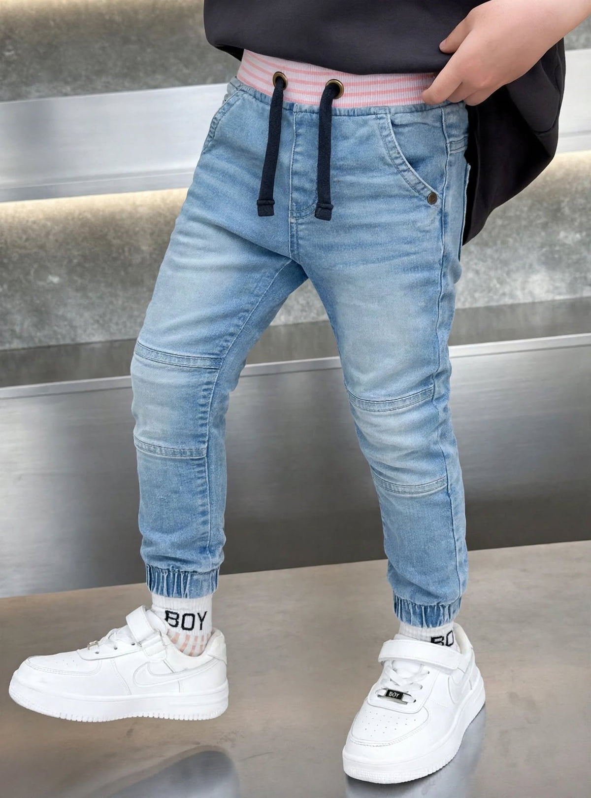 Kids StripeFlex Panel Joggers with Rib Contrast | (Sizes 1-12Years I MH