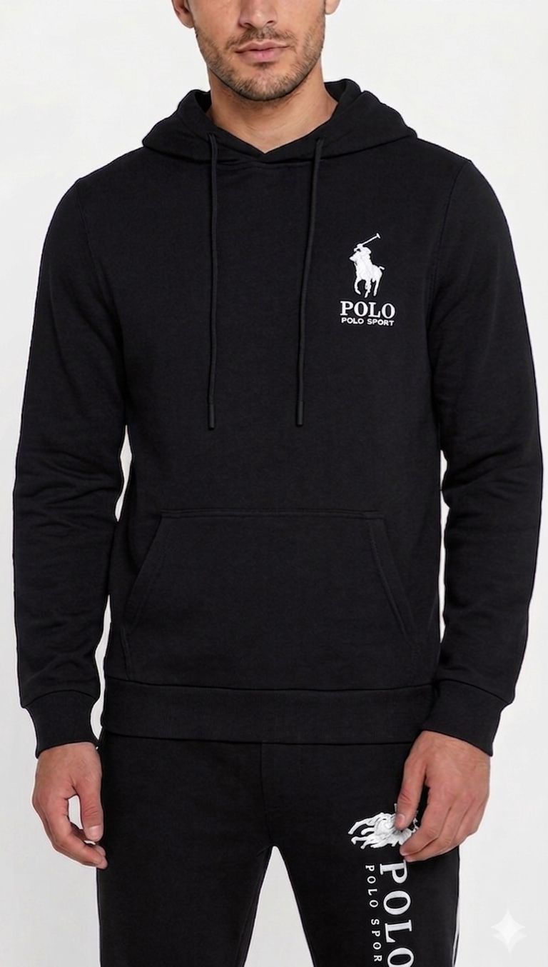Men’s Black Hoodie – Minimal Logo Pullover Sweatshirt | Premium Cotton Comfort Streetwear UAE | Sizes S-XXL | MH