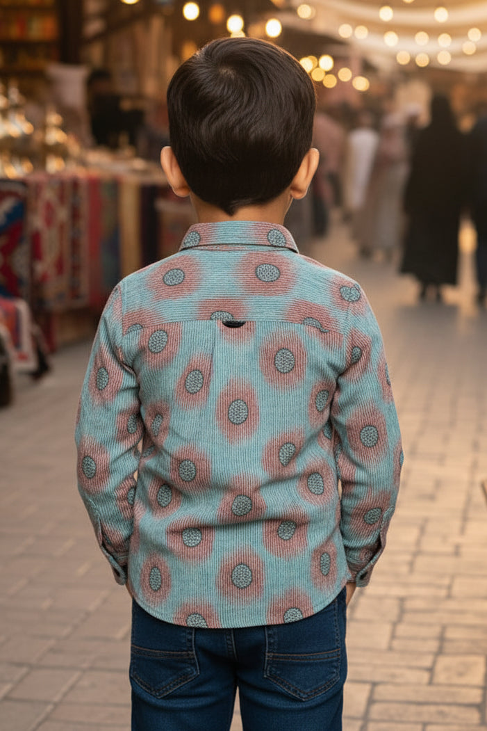 Boys' Blue Contrast Panel Plaid Flannel Shirt – Long Sleeve Cotton Button-Down (2-12 Years)