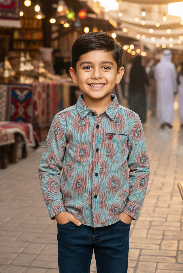 Boys' Blue Contrast Panel Plaid Flannel Shirt – Long Sleeve Cotton Button-Down (2-12 Years)
