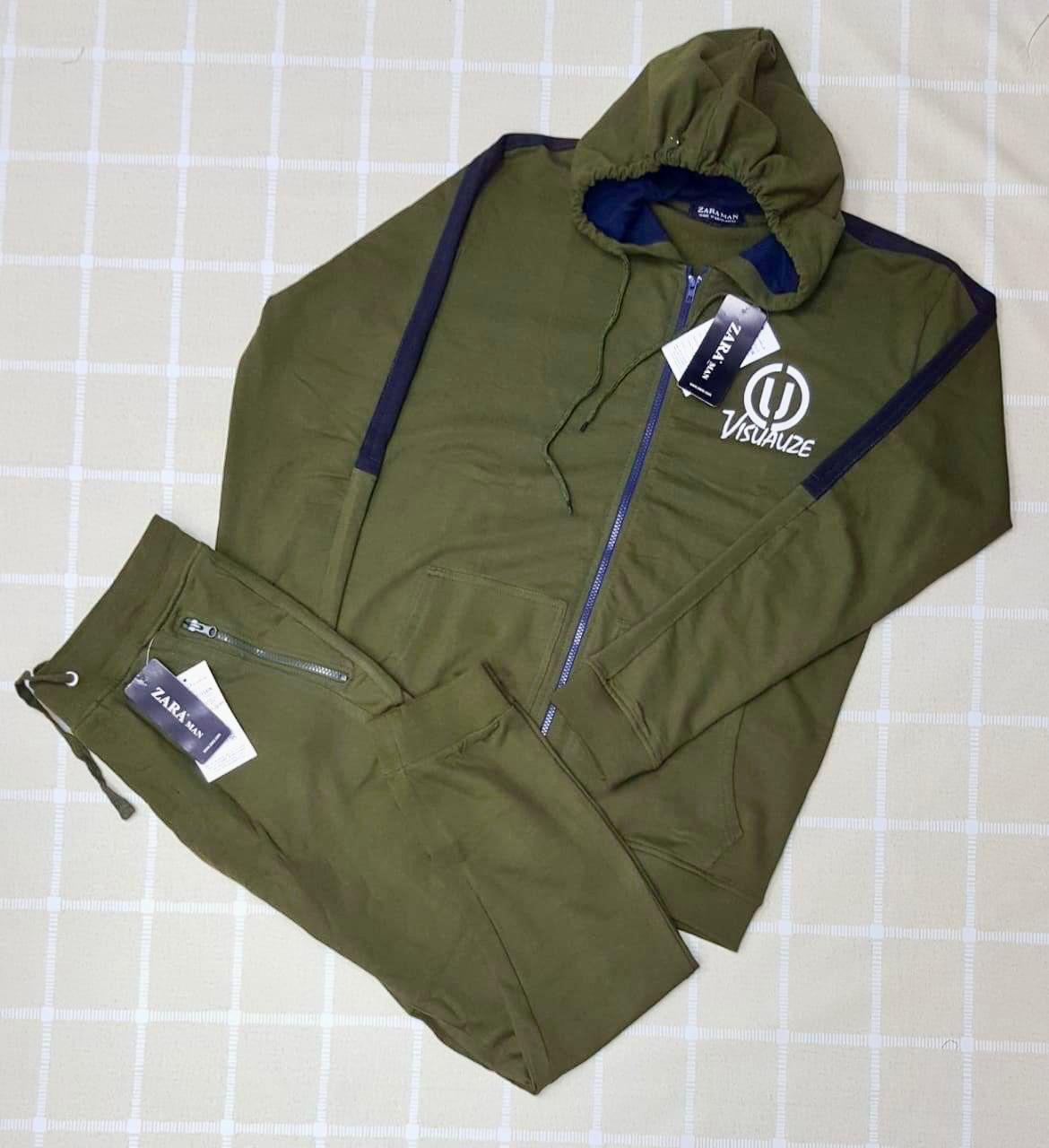 Men’s Polo Tracksuit – Hoodie & Joggers Set in Olive Green./MH