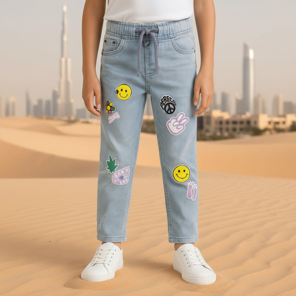 Kid's StickerFlex Denim Pants| 3 colors | Sizes(1-12Years) I MH