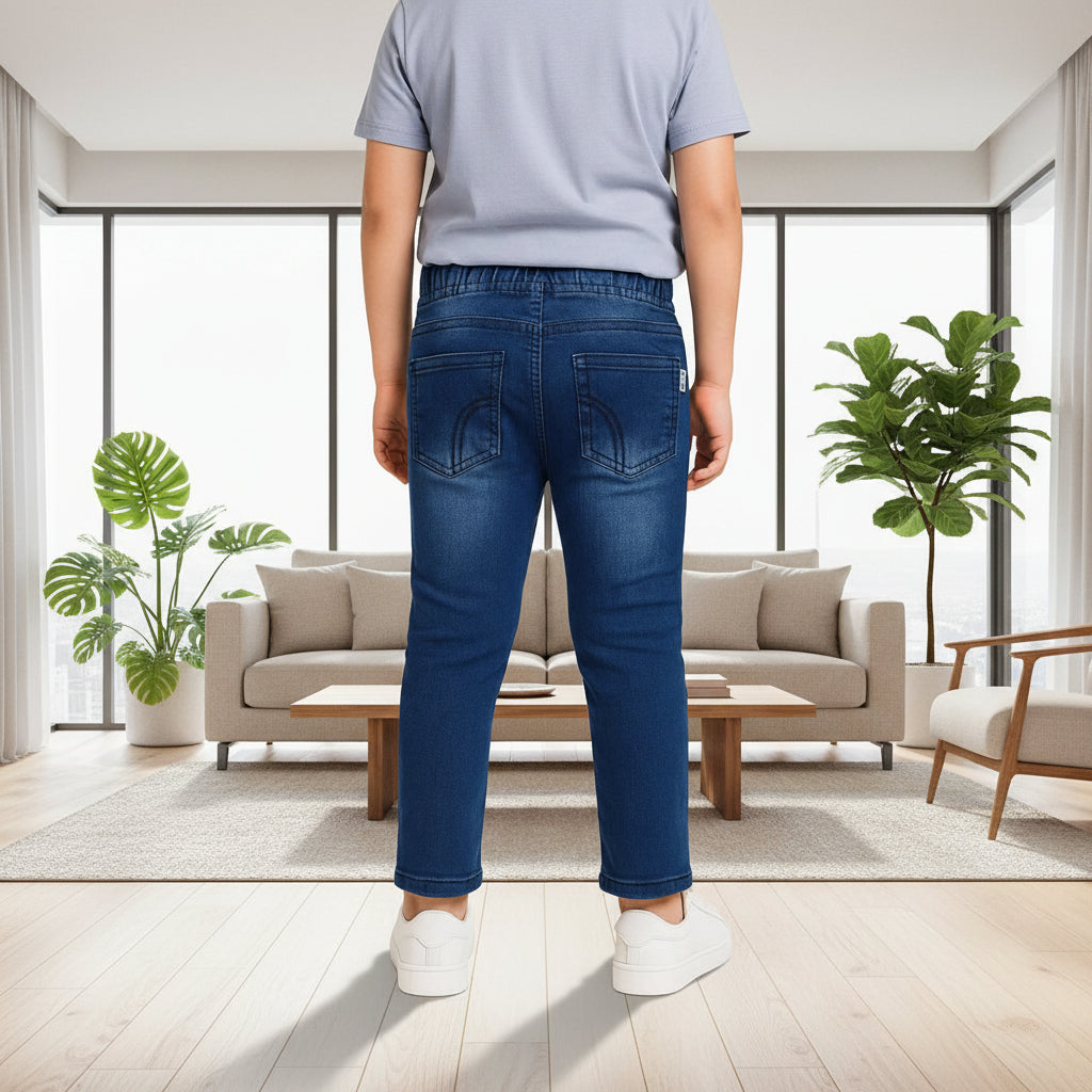Kids’ Mid-Blue Distressed Denim Jeans – Durable Stretch Fit | 2 Washed | Sizes 1-12 Years | MH