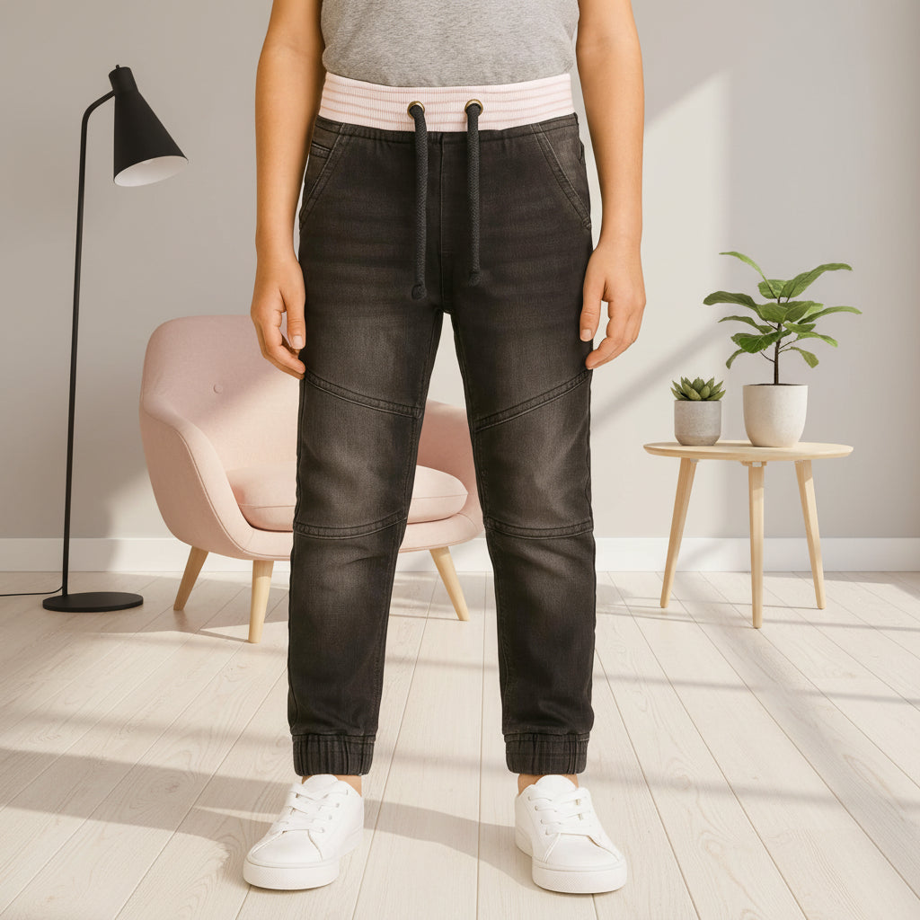 Kids StripeFlex Panel Joggers with Rib Contrast | (Sizes 1-12Years I MH