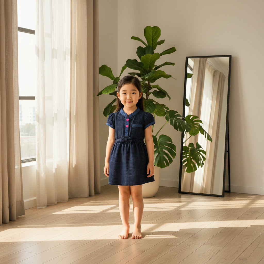 Kid Girl's High neck Drop Sleeve Dress | MH