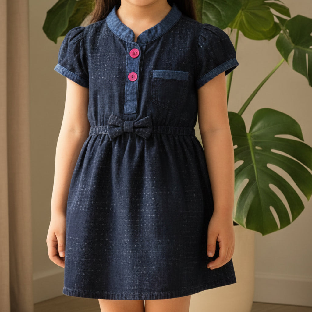 Kid Girl's High neck Drop Sleeve Dress | MH