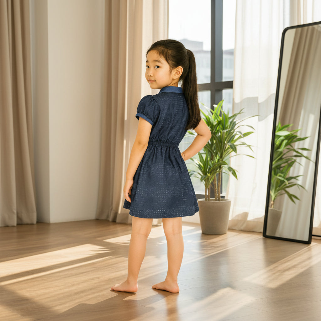 Kid Girl's High neck Drop Sleeve Dress | MH