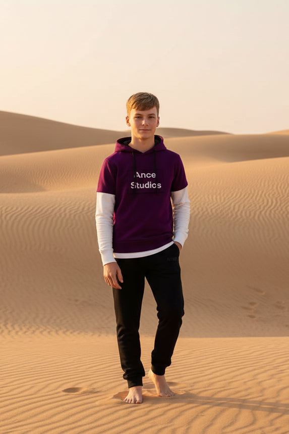 Kid Boys Layered Design Hoodie & jogger Tracksuit Set | MH
