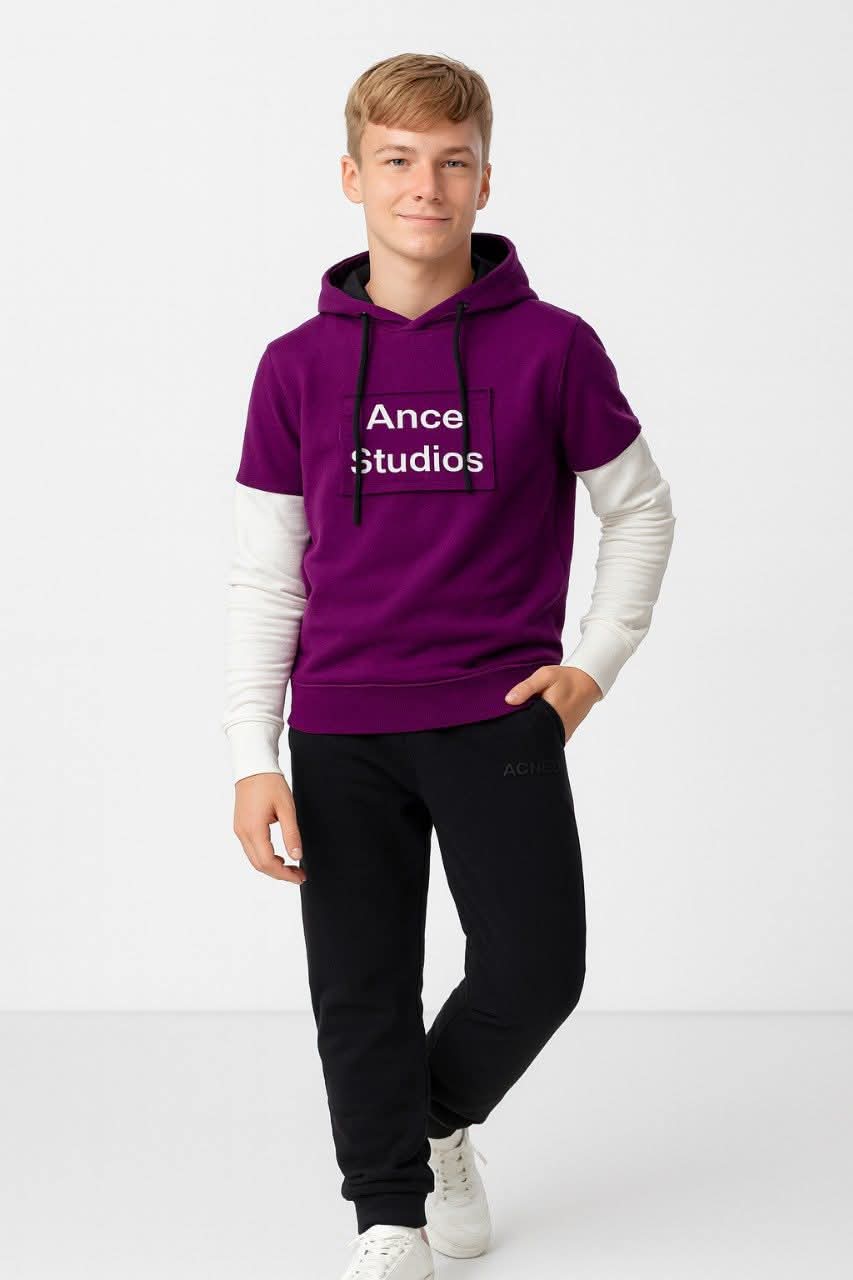 Blue & White Layered Sleeve Acne Studios Hoodie (9-16 Yrs)/ MH