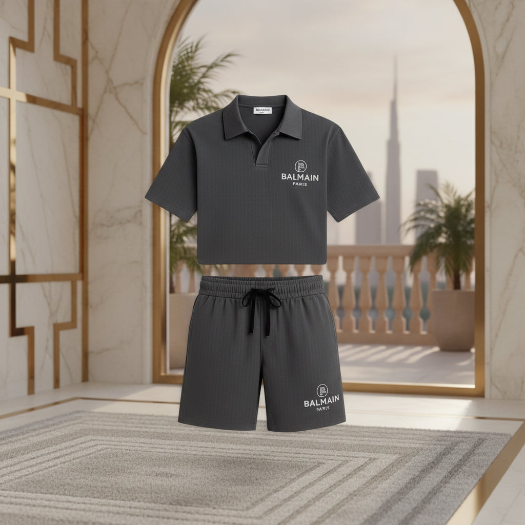 Men’s Polo Shirt & Shorts Co-ord Set | Matching Loungewear Tracksuit | Black Grey Navy White More Color | Sizes M–XXL | MH