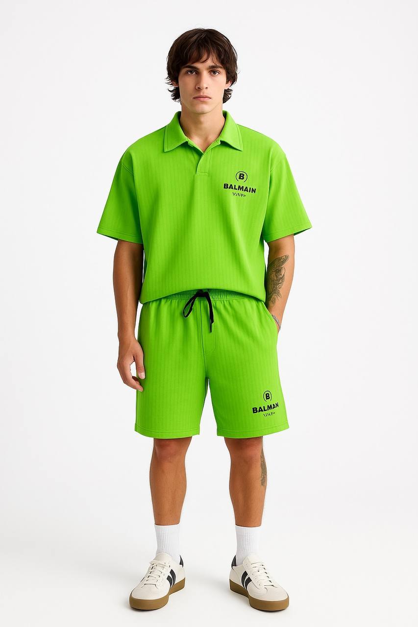 Men Vibrant Casual Polo & Shorts Set. / MH