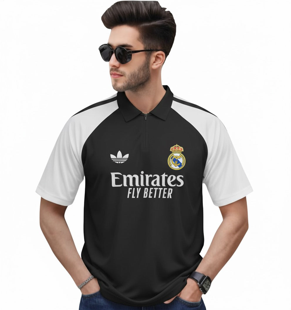 Men’s Real Madrid Inspired Oversized Men's Polo Zipper Jersey Club T-shirt  | Premium Quality | M–XXL | Mh-ae