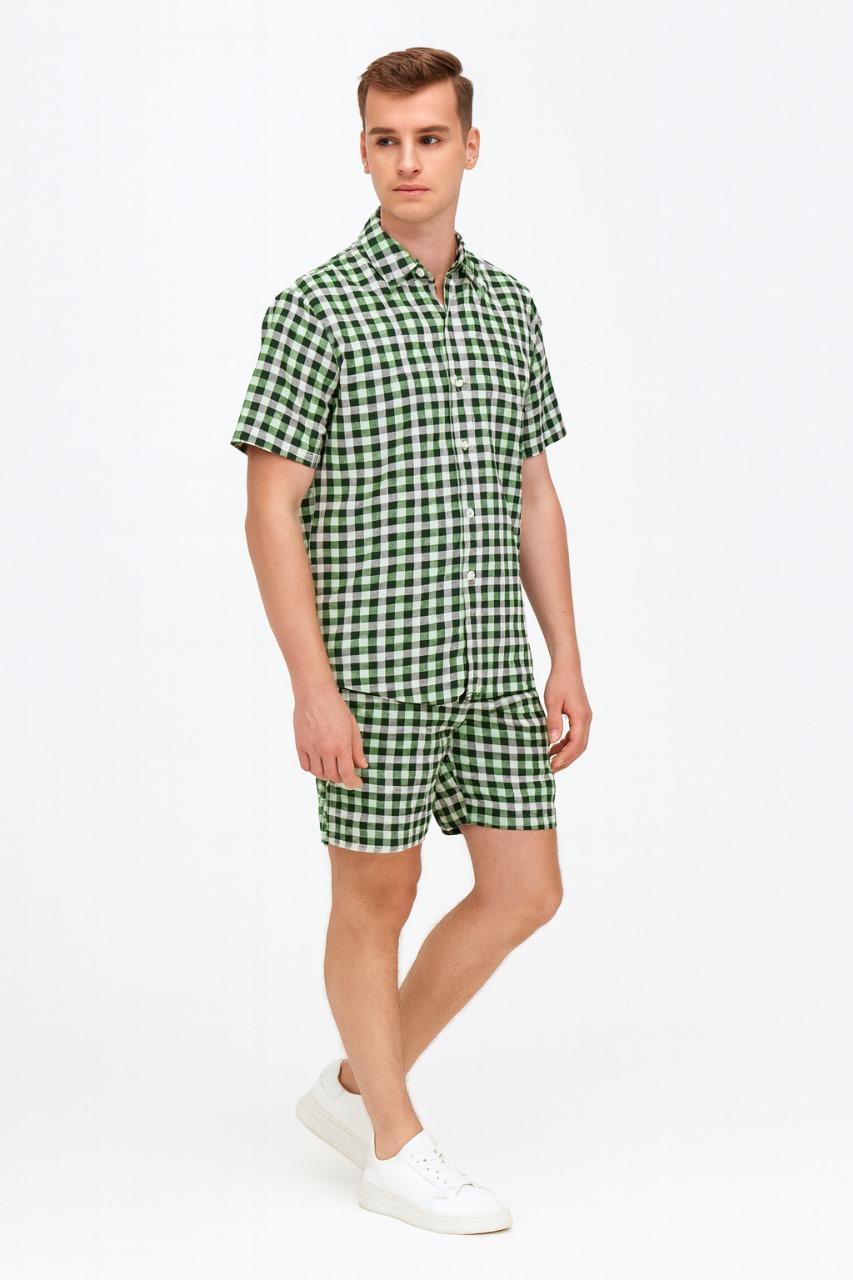 Men's Gingham Check Shirt and Shorts Set./MH