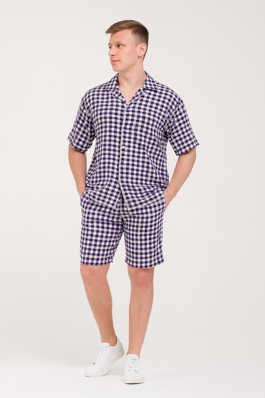 Men's Gingham Check Shirt and Shorts Set./MH
