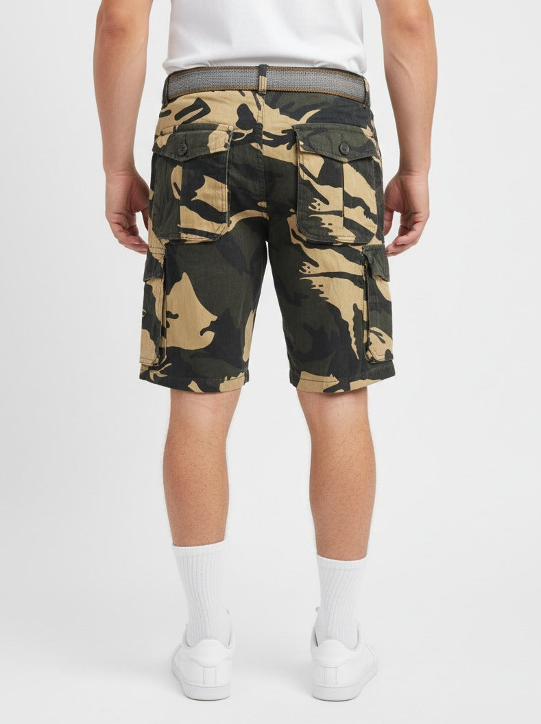 Men's Army Print 6 Pocket Shorts with Belt I MH
