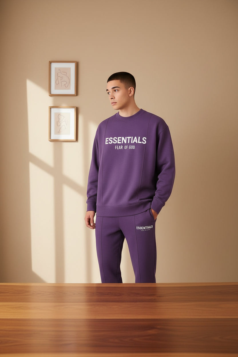 Men’s Essentials Sweatshirt & Jogger Co-Ord Set | 5 Colours Purple Black Red Pink Orange | Sizes M–XXL | MH