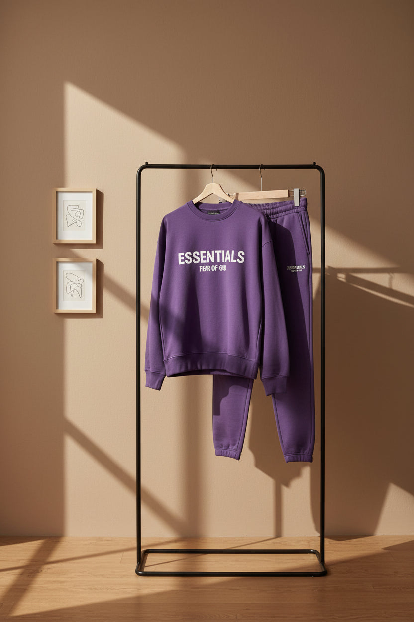 Men’s Essentials Sweatshirt & Jogger Co-Ord Set | 5 Colours Purple Black Red Pink Orange | Sizes M–XXL | MH