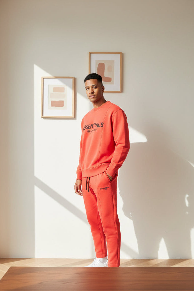 Men’s Essentials Sweatshirt & Jogger Co-Ord Set | 5 Colours Purple Black Red Pink Orange | Sizes M–XXL | MH