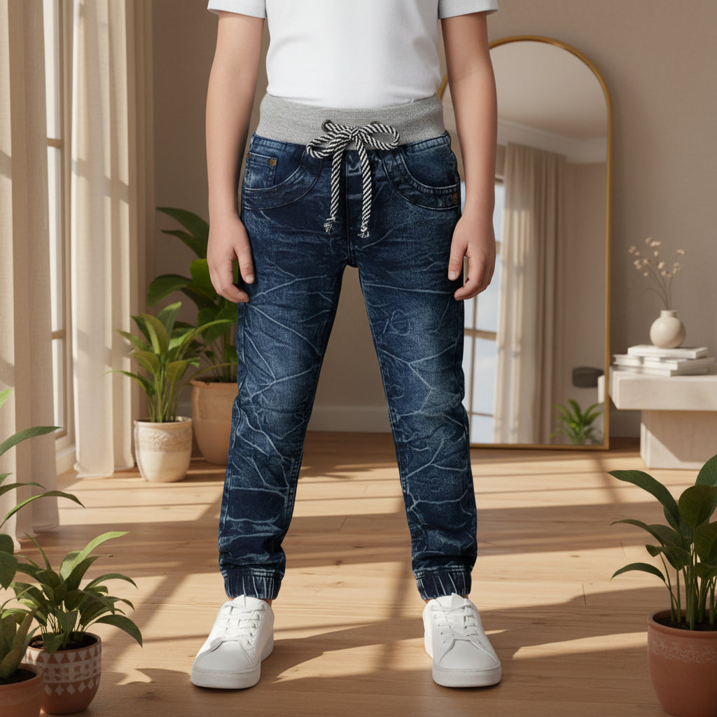 Greening Wash Super Soft Pull-On Jeans with Contrast,Dusting and Stretch|MH (2-12yrs)
