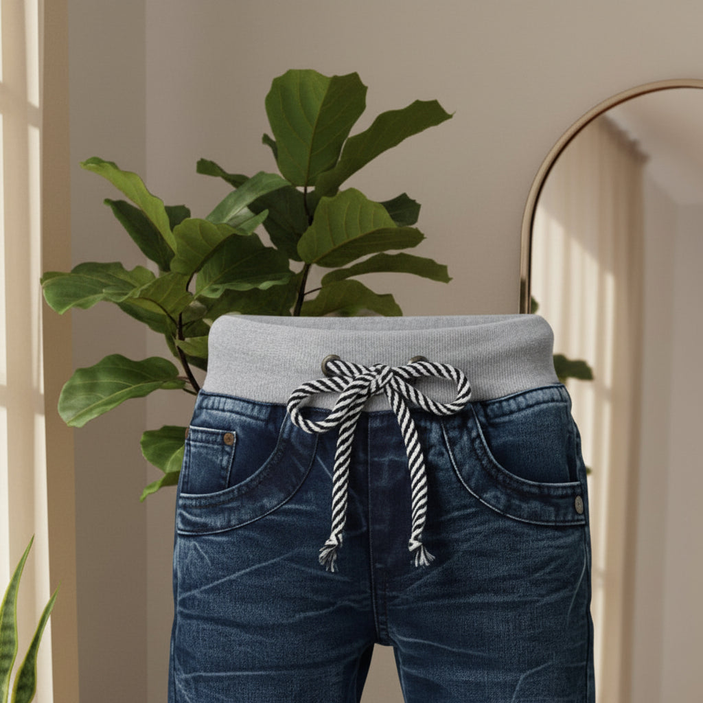 Greening Wash Super Soft Pull-On Jeans with Contrast,Dusting and Stretch|MH (2-12yrs)