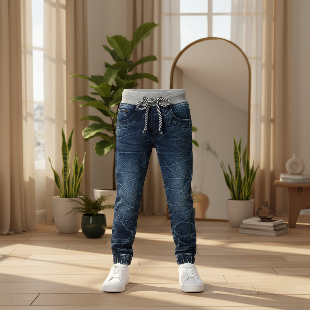 Greening Wash Super Soft Pull-On Jeans with Contrast,Dusting and Stretch|MH (2-12yrs)