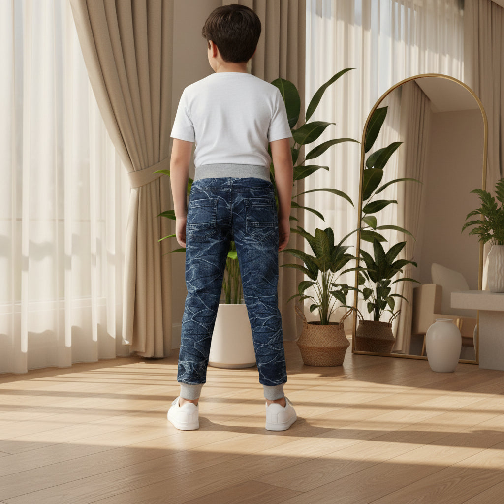 Greening Wash Super Soft Pull-On Jeans with Contrast,Dusting and Stretch|MH (2-12yrs)