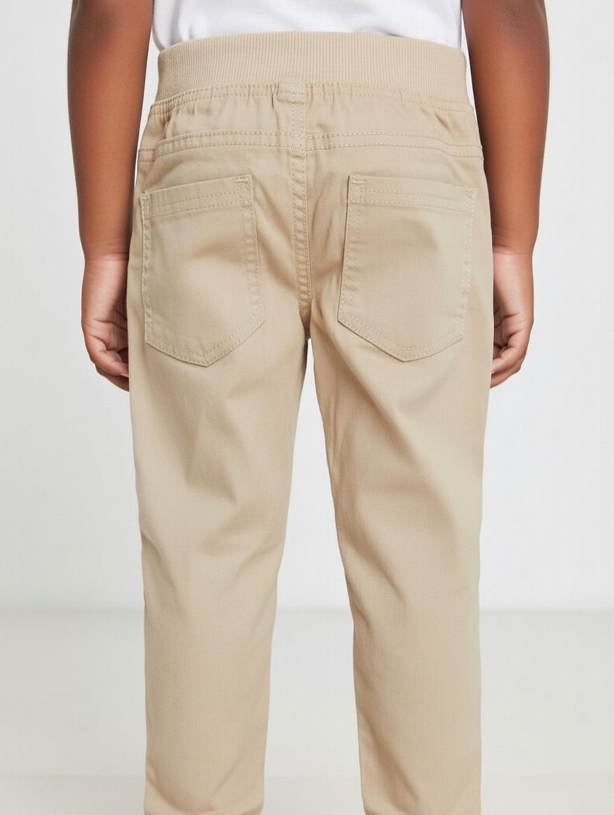 Tan Brown Regular Fit Rib Waist Pull-On Pants (2-12yrs)