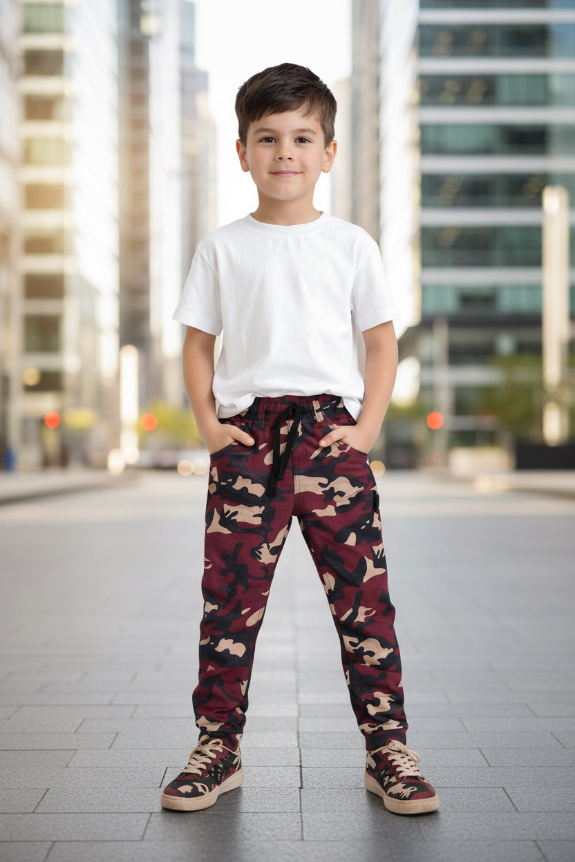 Children’s Camo Jogger Trousers Drawstring Camouflage | Sizes 1-8 Years | MH