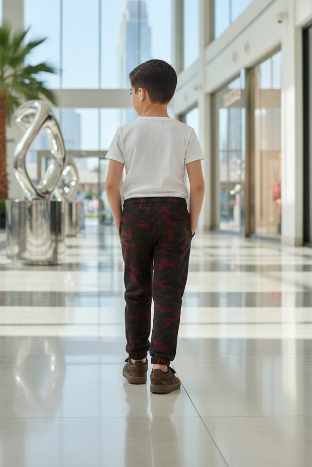 Boys' Camouflage Cargo Joggers – Kids' Pull-On Drawstring Camo Pants|3 Colors | Sizes (1-8 Years) | MH