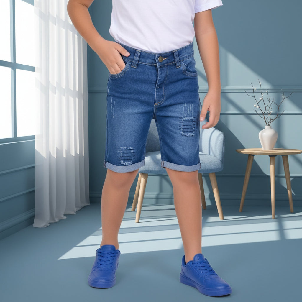 Kids' Distressed Denim Shorts – Stretch Cotton Jean Shorts with Rolled Hem (Ages 1-12)
Product Descr| MH