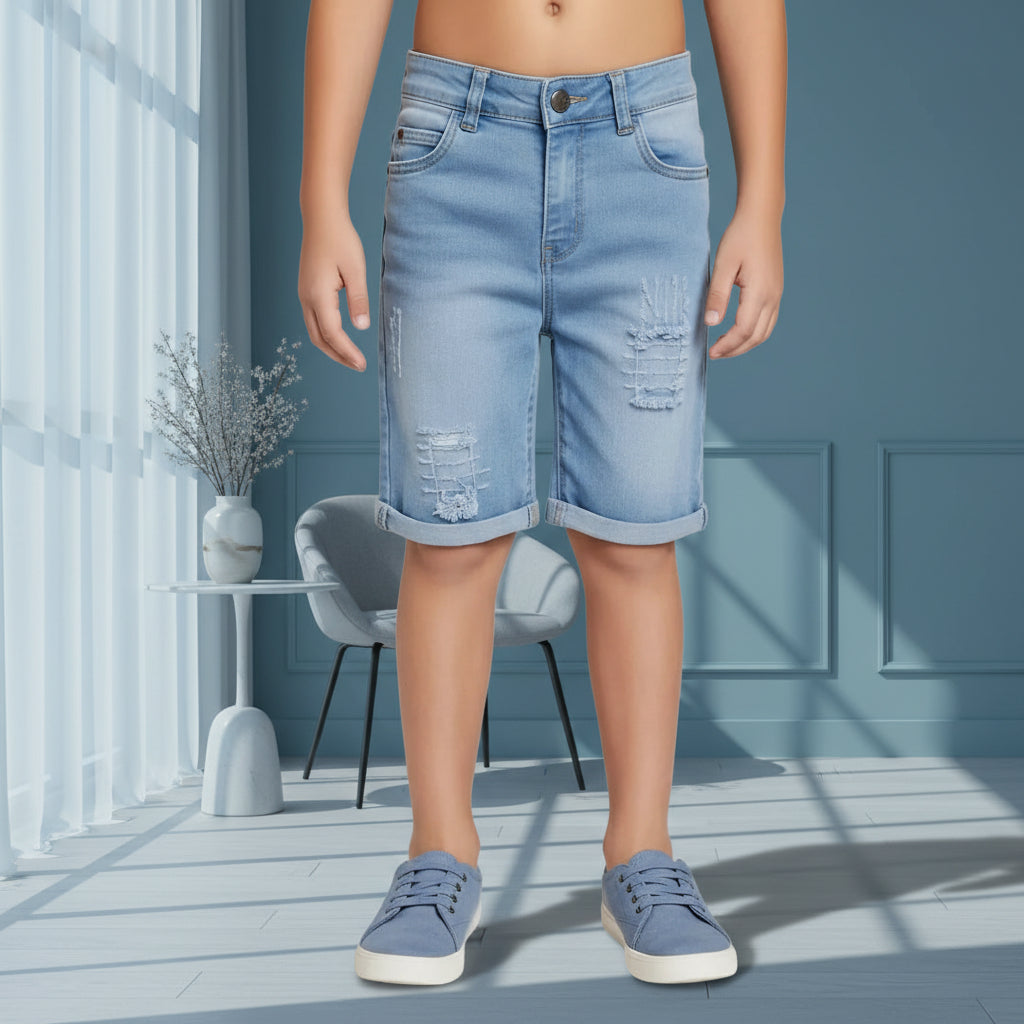 Kids' Distressed Denim Shorts – Stretch Cotton Jean Shorts with Rolled Hem (Ages 1-12)
Product Descr| MH