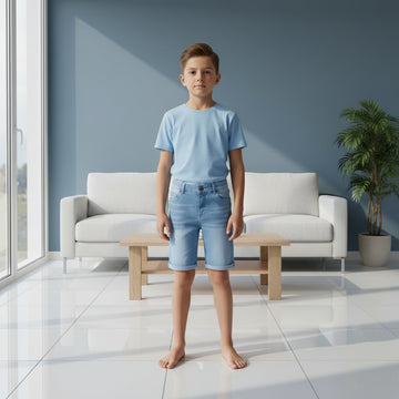 Boys Light Blue Denim Shorts | Roll-Up Hem Jean Shorts | Casual Summer Bottoms | Ages 1–12 Years | MH