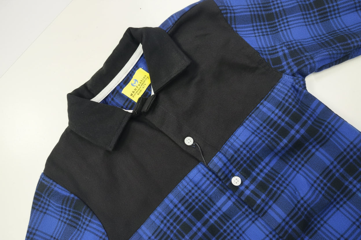 Boys' Blue Plaid Flannel Shirt - Long Sleeve Cotton Button-Down (3-14Years)