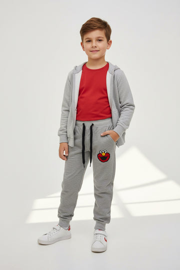 Kids Elmo Sesame Street Jogger Trousers | Grey Fleece Sweatpants for Boys & Girls | Ages 2–12 Years | MH