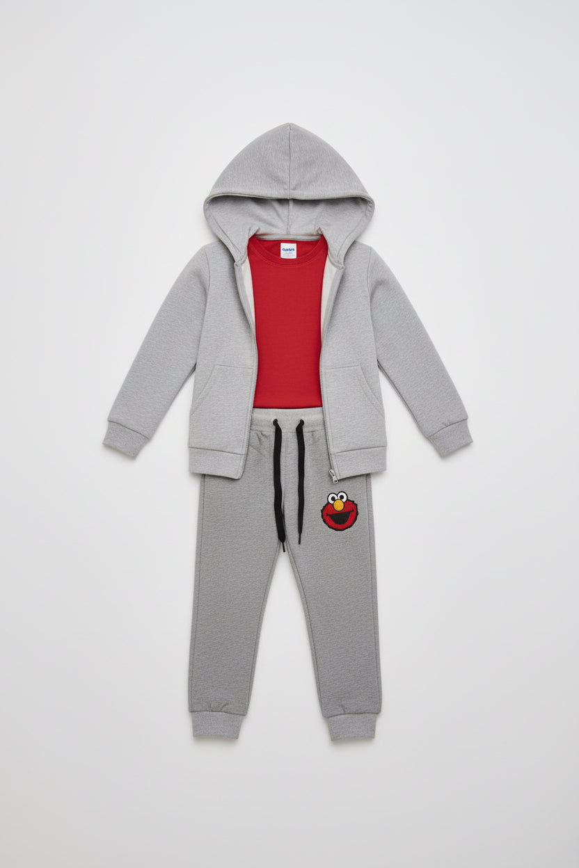 Kids Elmo Sesame Street Jogger Trousers | Grey Fleece Sweatpants for Boys & Girls | Ages 2–12 Years | MH