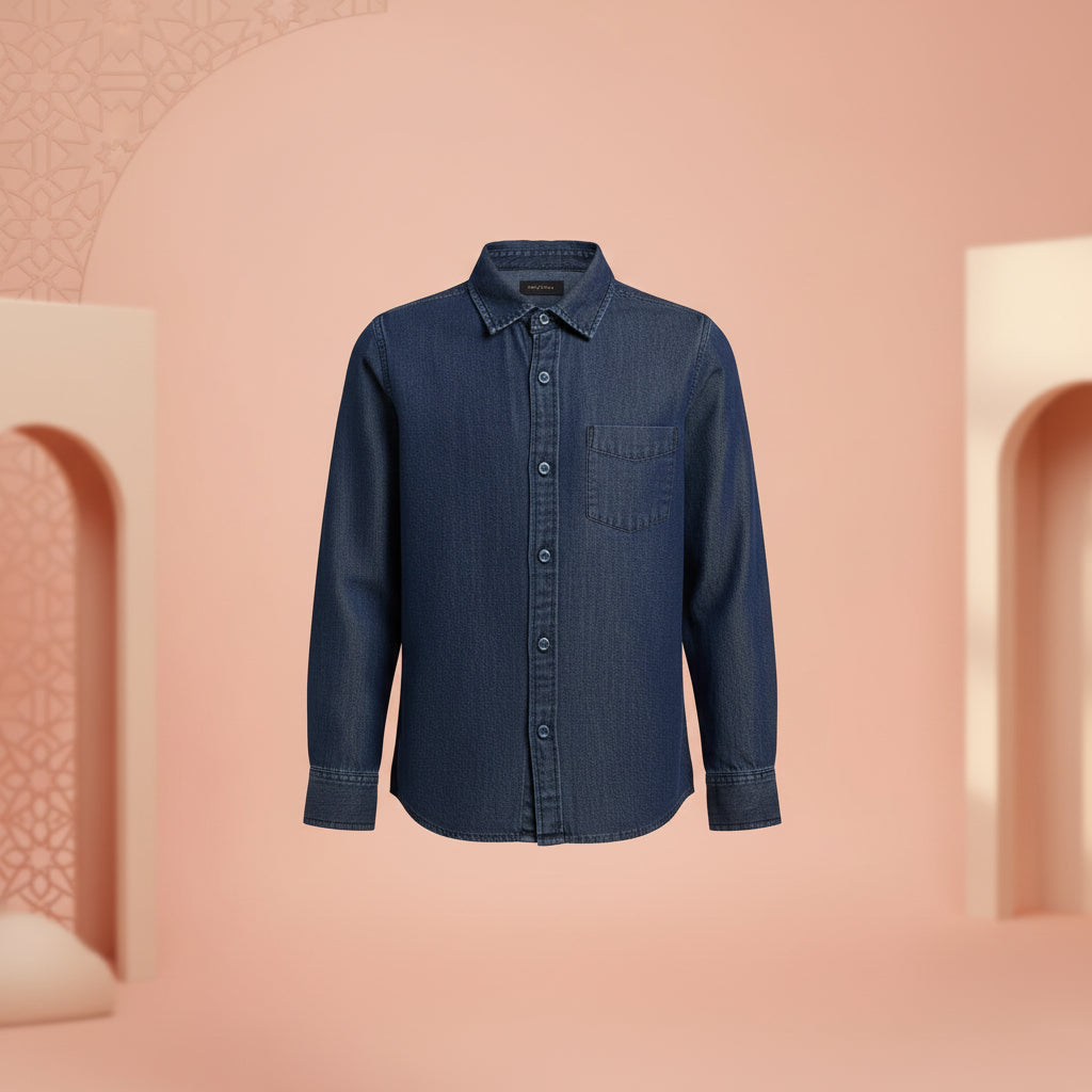Boys Classic Denim Button-Down Shirt Full Sleeve | Sizes 2-12 Years | MH
