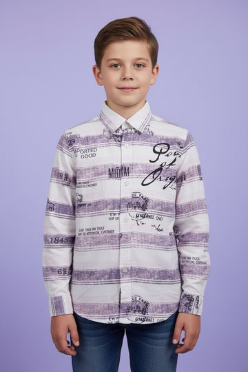 Boys Floral Abstract Print Long Sleeve Shirt | Smart Casual | Ages 3–14 Years