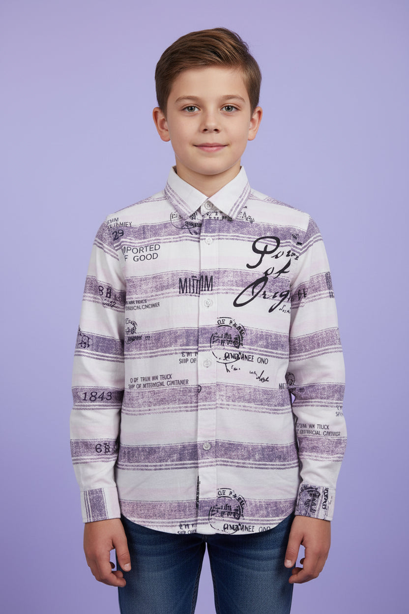 Boys Floral Abstract Print Long Sleeve Shirt | Smart Casual | Ages 3–14 Years