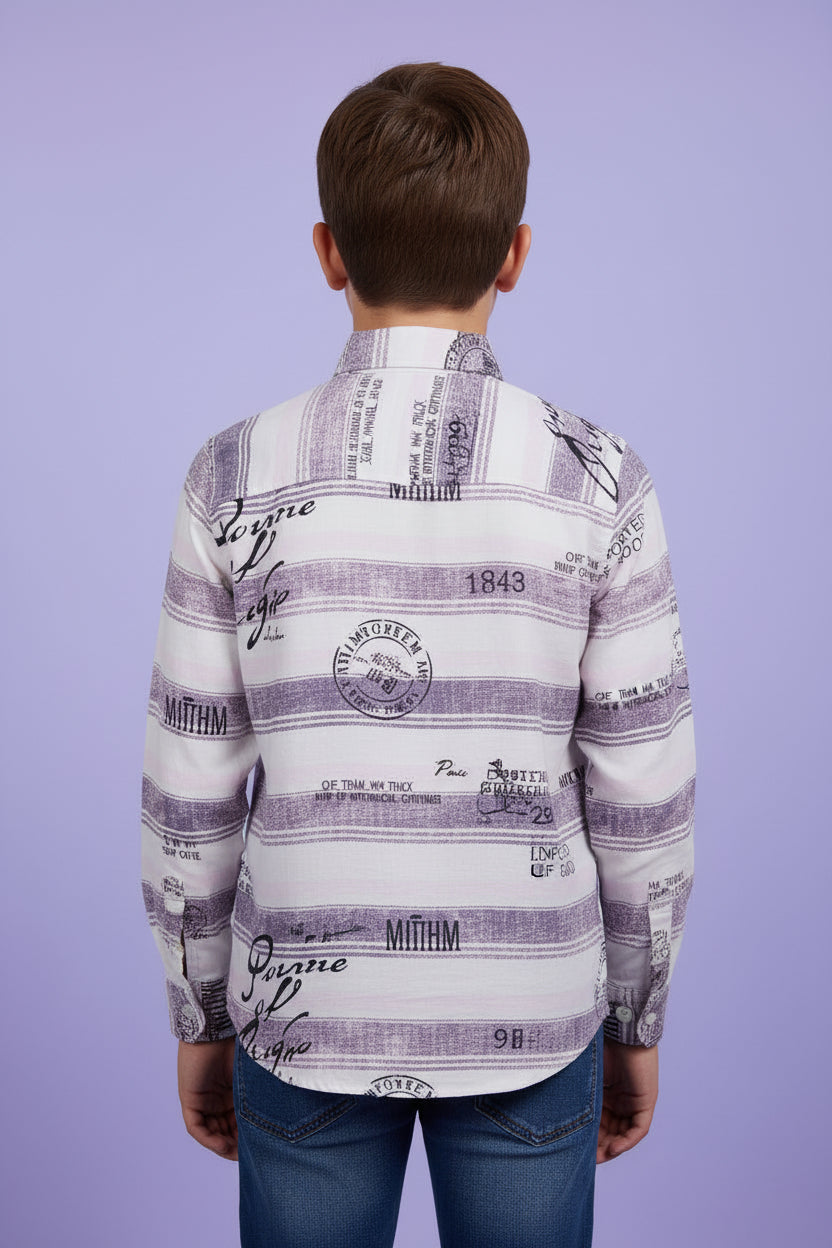 Boys Floral Abstract Print Long Sleeve Shirt | Smart Casual | Ages 3–14 Years