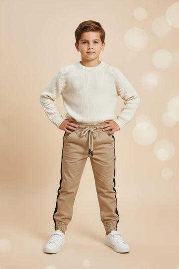 Boys' Athletic Cargo Joggers – Kids' Tapered Side-Stripe Training Pants (1-8 Years) | MH